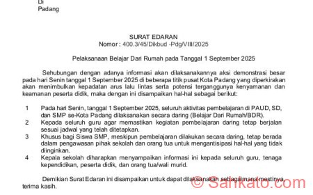 Padang Terapkan Belajar dari Rumah 1 September, Ini Alasannya