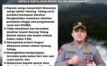 Status Waspada Naik, Jalur Pendakian Gunung Talang Ditutup Total