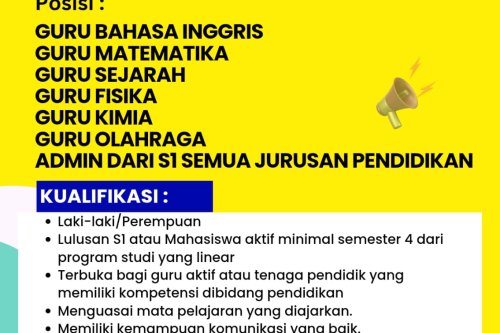 Bimbel Dinasbel Padang Buka Lowongan Guru dan Admin, Mahasiswa Semester 4 Bisa Melamar