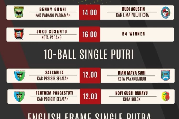 Porprov Sumbar 2026: Empat Atlet Putri Siap Bertarung Rebutkan Tiket Final Biliar 10 Ball