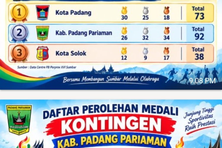 Padang Pariaman Kumpulkan 92 Medali di Porprov XVI Sumbar, Terbanyak Meski Belum Puncaki Klasemen