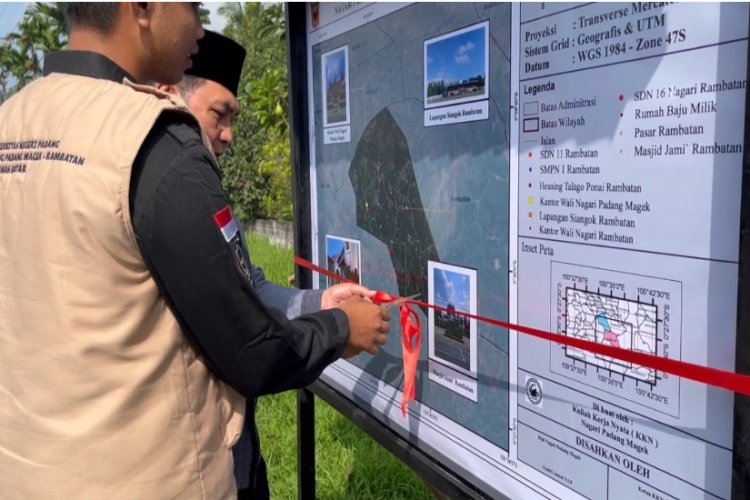 Nagari Padang Magek Kini Punya Peta Fasilitas Umum, Hasil Kerja 20 Mahasiswa KKN UNP