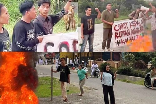 Bakar Ban di Depan Rutan Padang, Pendemo Dibubarkan Emak-Emak yang Kesal Asap Makin Pekat