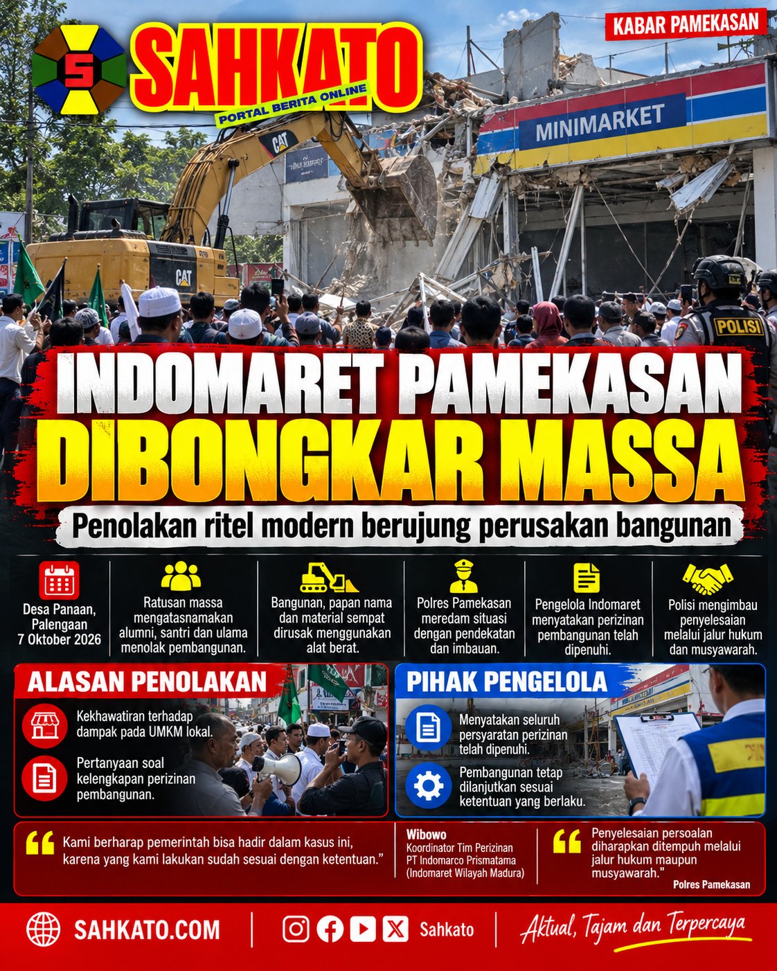Pembangunan Indomaret di Pamekasan Diprotes, Massa Bawa Alat Berat hingga Bongkar Bangunan