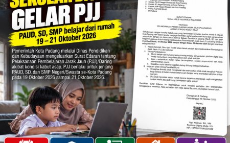 Kabut Asap Kembali Ganggu Padang, Disdik Berlakukan PJJ untuk PAUD hingga SMP Mulai 19 Oktober 2026
