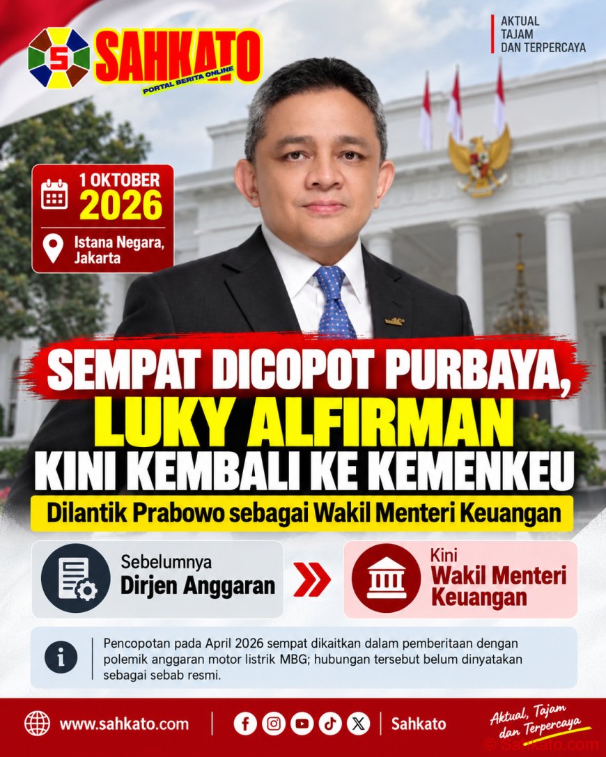 Sempat Dicopot Purbaya, Luky Alfirman Kini Kembali ke Kemenkeu sebagai Wamen