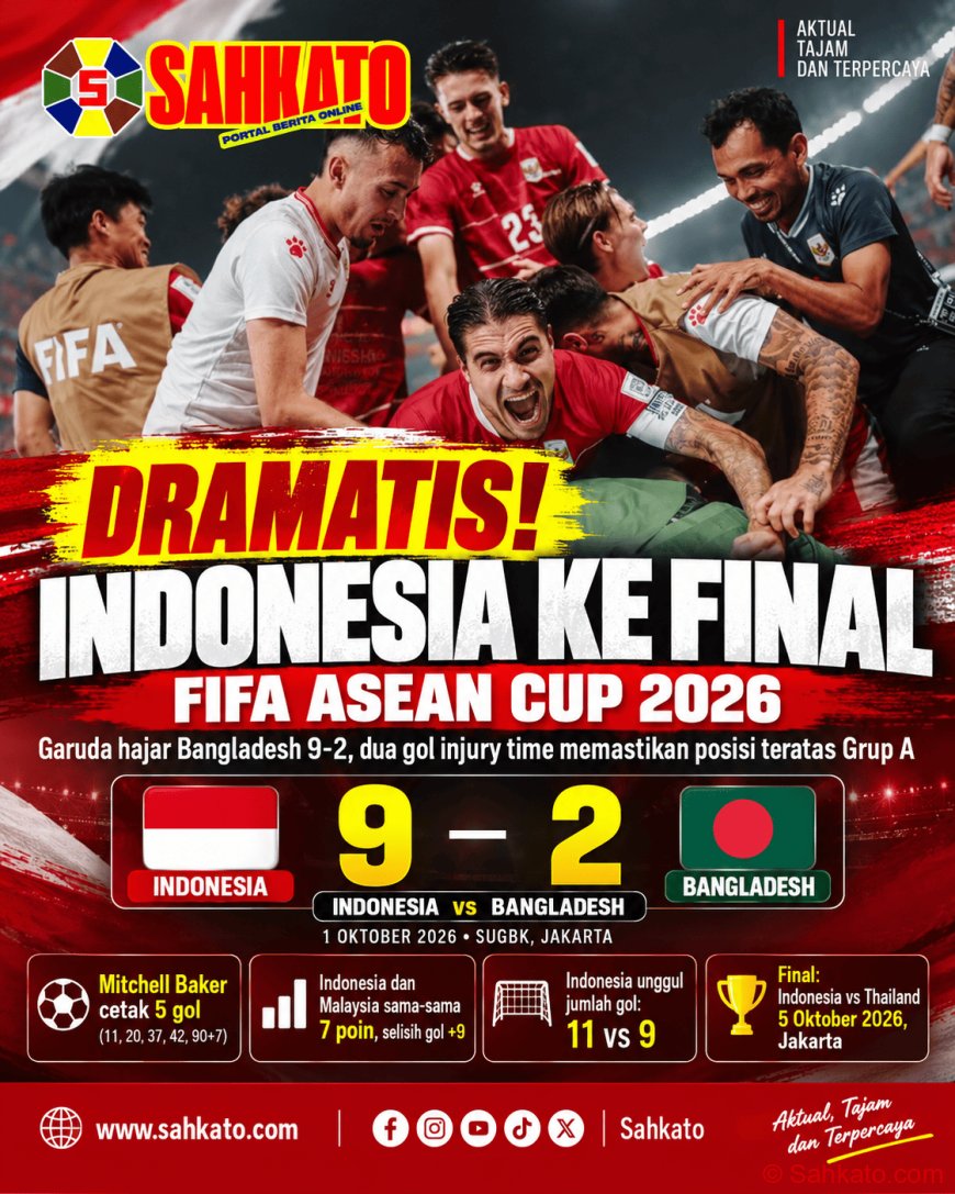 Gila! Dua Gol Injury Time Bawa Indonesia ke Final FIFA ASEAN Cup